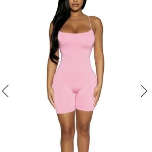 Naked Wardrobe pink scooped up romper